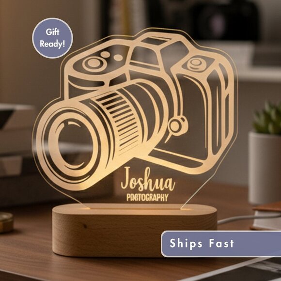 Personalized Camera Night Light – Custom LED Photo Room Lamp - Picture 1 of 8